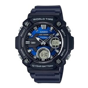 Casio Men AEQ120W-2AV, Telememo 30 Watch 100M, 3 Alarms, Chronograph, World Time